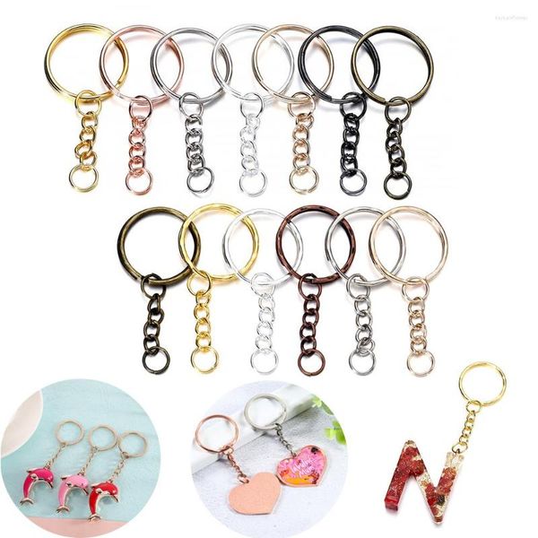 Porte-clés 10 pcs/paquet porte-clés chaîne pistolet noir rond fendu porte-clés porte-clés avec saut pour bijoux à bricoler soi-même artisanat faisant des accessoires