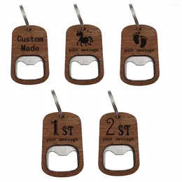 Porte-clés 10pcs personnalisé gravé en bois porte-clés anneau ouvre-bouteille personnalisé porte-clés porte-clés pour né bébé spectacle fête faveur