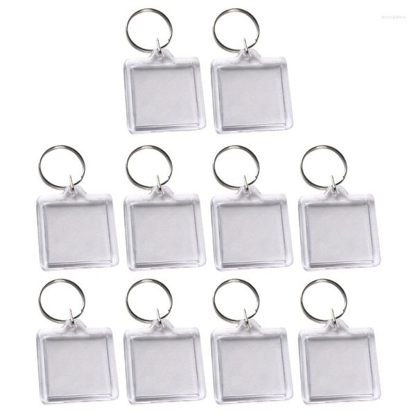 Porte-clés 10pcs Po Insert Clear Acrylique Photo Cadre de porte-clés pour porte-clés Diverses formes Keych vierge