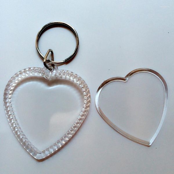 Llaveros 10 piezas Po llavero corazón transparente en blanco acrílico insertar marco de imagen llavero DIY anillo dividido regalo llaveros Fier22