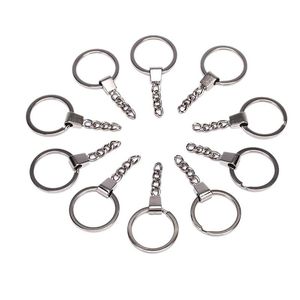 Porte-clés 10 pièces/ensemble 30mm poli argent porte-clés bricolage porte-clés chaîne courte anneau fendu porte-clés chaînes accessoires