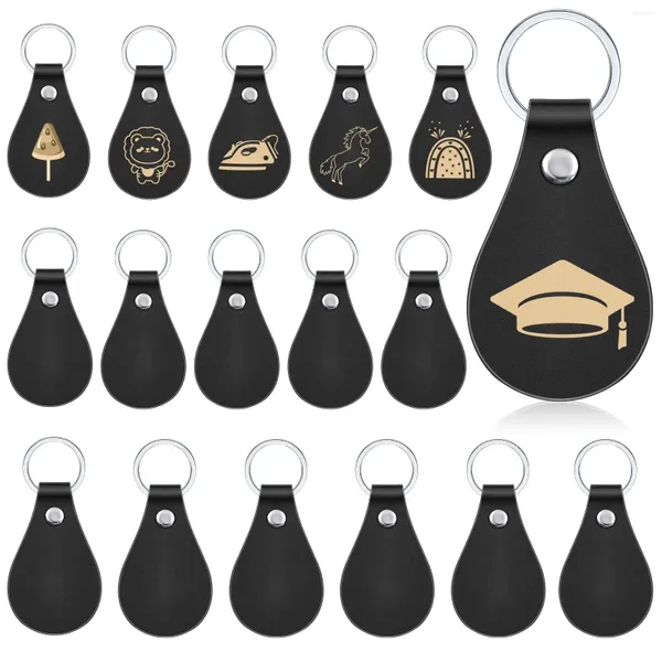 Porte-clés 10pcs / Set PU Cuir Key Fobs Blanks Fob Kit DIY Craft avec des anneaux de rivets pour la fabrication de porte-clés