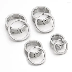 Llaveros 10 Uds. Llaveros de acero inoxidable llavero redondo anillo soporte plano accesorios de llavero dividido para fabricación de joyas DIY