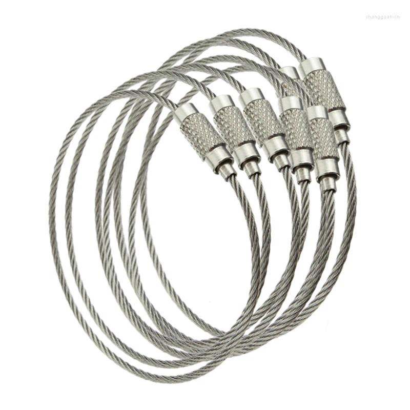 Keychains 10PCS Stainless Steel Wire Keychain Cable Rope Key Holder Keyring Chain Rings Women Men Jewelry Gifts