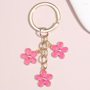 Porte-clés 10pcs été vente fleur colorée pour femmes sac pendentif voiture porte-clés chaîne