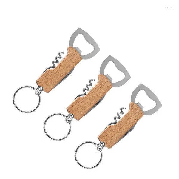 Porte-clés 10pcs ouvre-bouteille en bois fournitures pour la maison bière accessoires de cuisine vin boisson pistolet cadeaux de mariage pour les invités