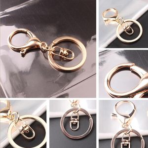Keychains de 10x Ring Chain Cadena de anillo de langosta personalizada Posta de langosta Tres juegos de joyas de bricolaje chapadas en color