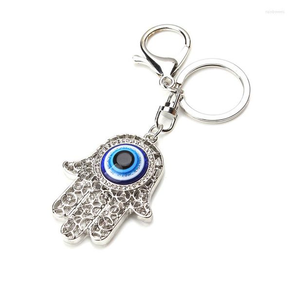 Porte-clés 11.3 cm évider Hamsa main pendentif porte-clés mode mauvais œil Fatima paume anneau pour femmes hommes bijoux cadeaux