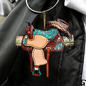 Porte-clés 11 Styles Porte-clés en forme de selle Tentures créatives Vue de voiture Miroir Sac Décoration Pendentif Personnalisé Amusant Fête D'anniversaire Cadeau