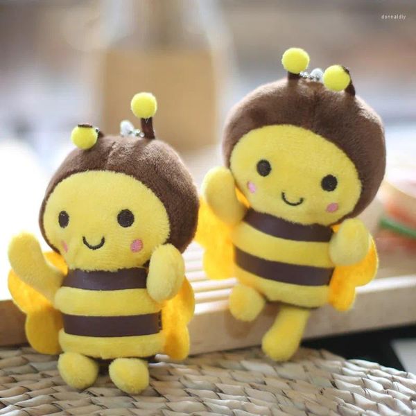 Llaveros 11 cm felpa abeja bolsa de regalo de vacaciones colgante llavero muñeca anime juguete decoración del coche animal festival