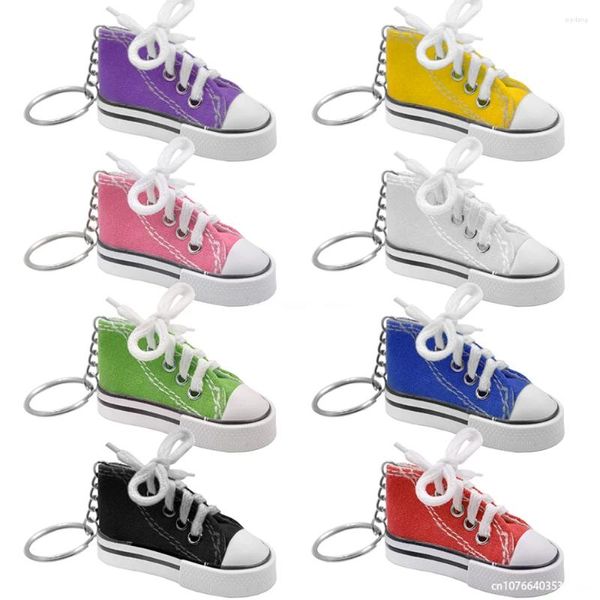 Porte-clés 12 couleurs Mini toile chaussures de Tennis porte-clés Cool Sneaker sac charmes porte-clés suspendus petits cadeaux pour femmes amis