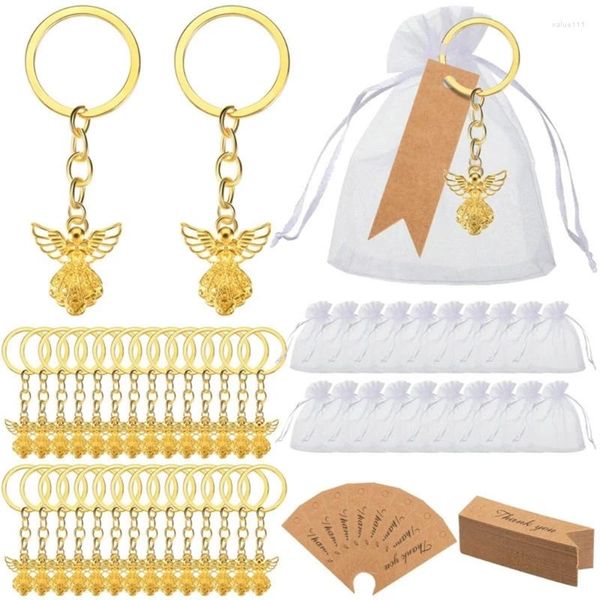 Keychains 120 Angel Keychain en bolsas blancas Decoración de boletos Favor Chains Party Baptism Party Rings R3MC