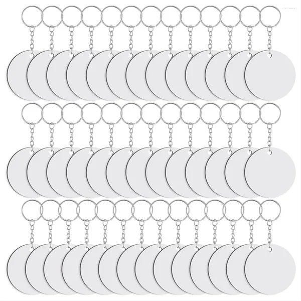 Llaveros 120 piezas Llavero redondo de sublimación en blanco Doble cara Transferencia de calor MDF Llaveros Cadena de tablero en blanco