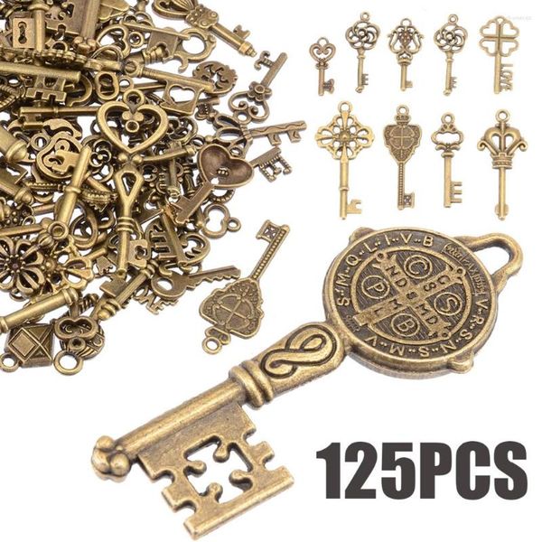 Keychains 125pcs / ensemble Creative vintage vintage antique bronze clés clés coeur sophistiqué