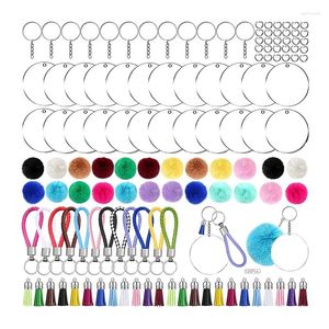 Keychains 126pcs blancs de porte-clés acryliques avec kit de clés