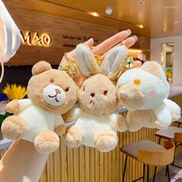 Keychains 12 cm Cute Bear Dog Plush Key speelgoed Mini -poppen hangleutelsleutelhanger voor feest trouwcadeau tas enek22