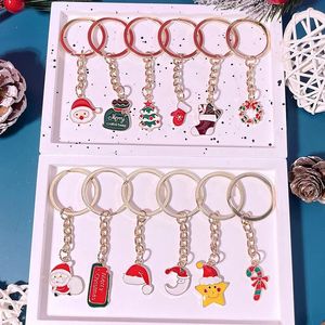 Porte-clés 12pc rouge porte-clés hommes et femmes Noël simple mignon sac clé pendentif accessoire chaîne fête cadeau anneau