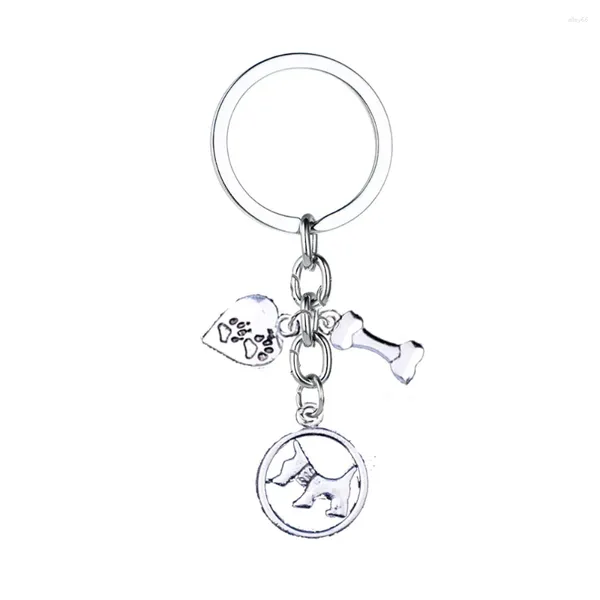 Porte-clés 12PC gros amoureux des animaux porte-clés belle chien os amour coeur pattes porte-clés famille amis frère amant couple cadeaux