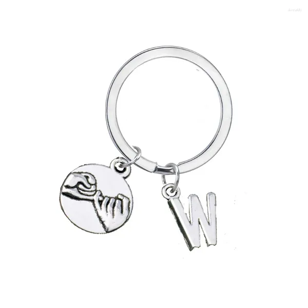 Keychains 12pc lettre initiale en gros w Pinky jure geste charme clés de clés d'amie couple couple petit ami copine copine promesse diy