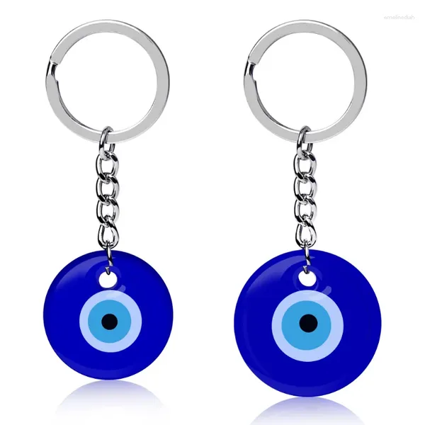 Keychains 12pcs Blue Evil Eyes Keychain Fashion Lucky Turkish Key Anneau DIY CHAIères de voiture Holder Accessoires