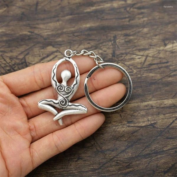 Porte-clés 12pcs Mode Yoga Pose Porte-clés OM Méditation Bijoux pour la prière Bouddhisme Cadeaux