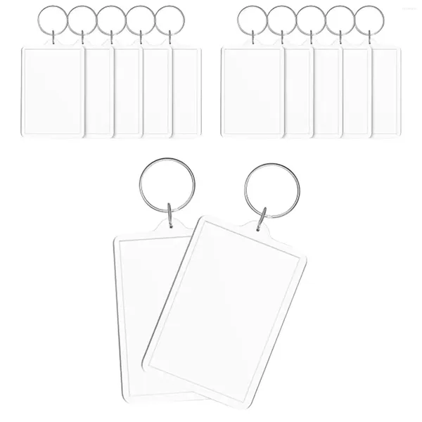 Porte-clés 12pcs porte-clés porte-clés bricolage rectangle pendentif cadre clair insérer porte-clés