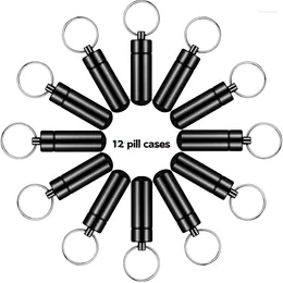 Llaveros 12 unids Caja portátil Llavero Aleación de aluminio Mini Organizador Estuche de viaje Contenedor Soporte de metal impermeable