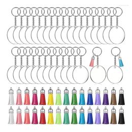 Porte-clés 130 pièces acrylique porte-clés blancs clair pour Kit vinyle bricolage artisanat fabrication de bijoux accessoires porte-clés Emel22
