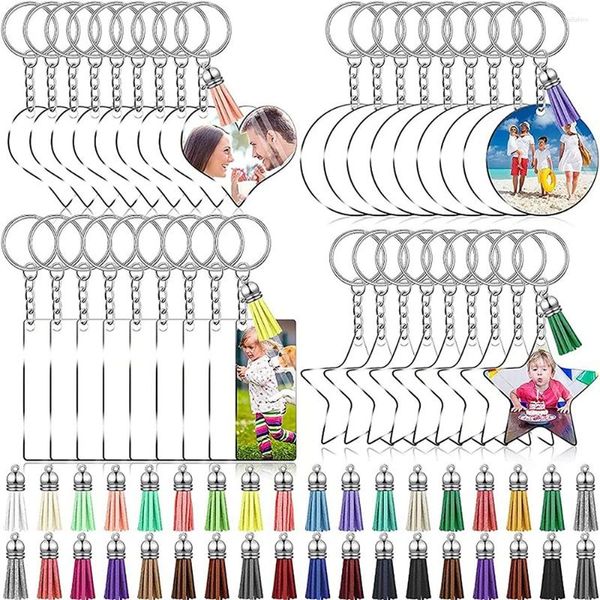 Keychains 144pcs Acrylique Vierge Clean en cuir Tassel pour les projets en vinyle Sublimation Ornement Tags de bricolage personnalisés