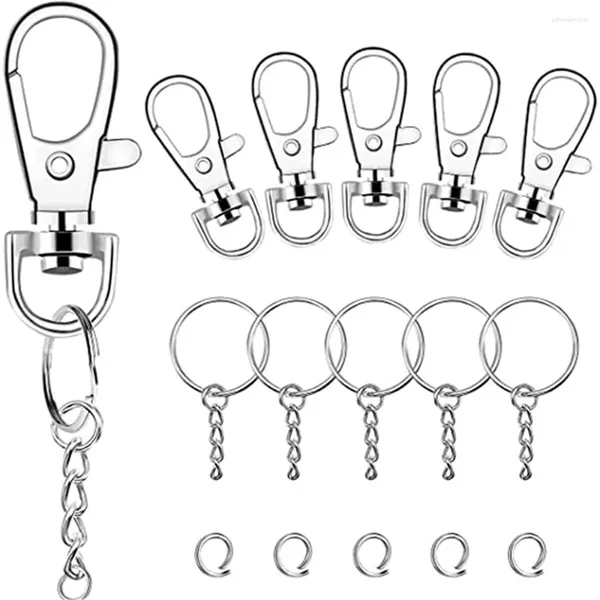 Llaveros 150 PCS Gancho giratorio y llaveros con salto de cadena para llavero Cordón DIY Joyería Artesanía Accesorios Cadenas