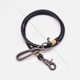 Llaveros 1530quot Hecho a mano Long Biker Motocycle Trucker Negro Grueso Veg Cuero de vaca Llavero de cuero liso Jean Wallet Chain con H4771754