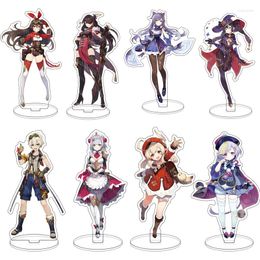 Porte-clés 15 cm Anime Genshin Impact Figure Diluc Venti Klee Keqing Qiqi Acrylique Stand Modèle Plaque Bureau Décor Debout Signe Porte-clés Cadeaux