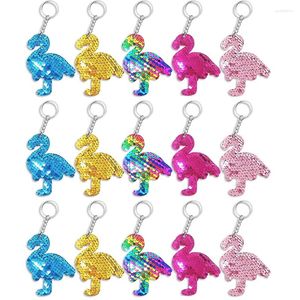 Keychains 15pcs Flip Sequen Flamingo Chain Key Chain à la mode accessoires Enfants Enfants Adult Party Homecoming Cadeaux