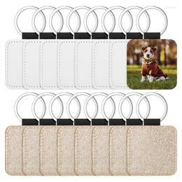 Keychains 16 PCS sublimation blancs Keychain paillette PU Le cuir de chaleur transfert de transfert de thermique pour fabrication de bricolage