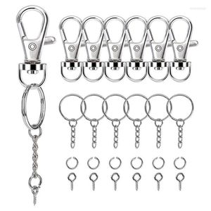 Keychains 160 PCS Silver Color Swivel Snap Hook and Key Rings with Chain Jump for Keychain Lonyard Brican Bijoux Enek22