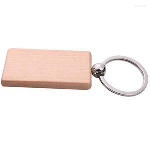 Porte-clés 160pcs rectangle vierge porte-clés en bois bricolage étiquettes en bois peuvent graver des cadeaux