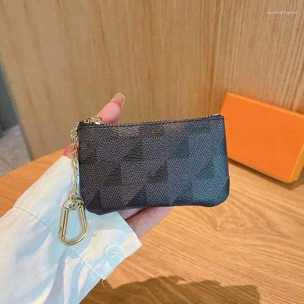 Llaveros 17 colores Carteras de diseñador Bolsa Llavero Anillo LLAVE LLAVE Monedero Monedero Damier Titular de cuero Mujeres Hombres Pequeños Monederos con cremallera Monedero