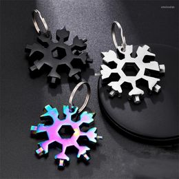 Keychains 18 In 1 Snowflake Multi Pocket Tool Keychain Multifunction schroevendraaier Multipurpose Camp Survive Outdoor Hike