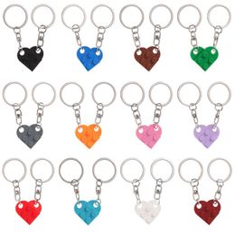 Keychains 1Pair Leuke liefde Hart Brick Keychain Paren Vriendschap voor vrouwen Mannen Scheiden Key Ring Sieraden Geschenken