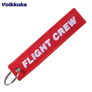 Sleutelhangers 1PC 2PCS 3PCS 3 Packs Sale Flight Crew Beide zijden Borduren Rode Tag Gepersonaliseerde Label Sleutelhanger Motorsleutelaccessoires