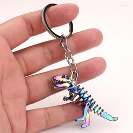 Porte-clés 1PC alliage coloré squelette dinosaure porte-clés cadeau de vacances pendentif sac de voiture accessoires de charme