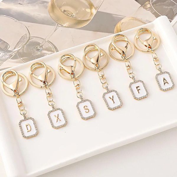 Keychains 1pc Alphabet Rhinestone Letter Keychain Bling Fashion Women Ornament Ornament Bag Purse Bols