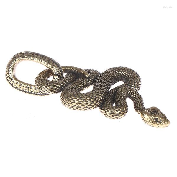 Porte-clés 1 pc mode créative laiton métal serpent forme porte-clés à la main porte-clés anneau sac à main pendentif