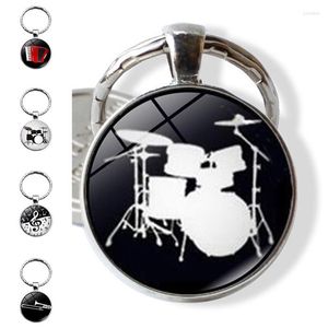 Porte-clés 1pc mignon Kit de batterie motif temps bijou porte-clés pendentif métal porte-clés cadeau créatif pour les mélomanes