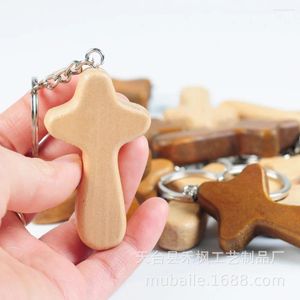 Sleutelhangers 1pc DIY houten kruis sleutelhanger hanger Pasen doop geschenk