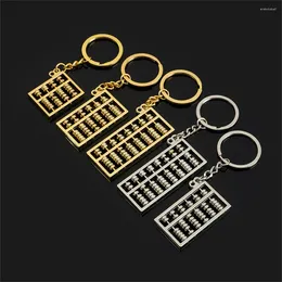 Sleutelhangers 1pc Mode Metalen Sleutelhanger Voor Mannen Vrouwen 8 6 Rijen Abacus Tellen Sleutelhanger Chinese Oude Klassieke Accounting sleutelhangers Sieraden