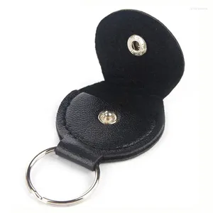 Keychains 1pc gitaar picks Case munt portemonnee zwarte faux lederen sleutelhangstijl houder plectrums tas ring accessor