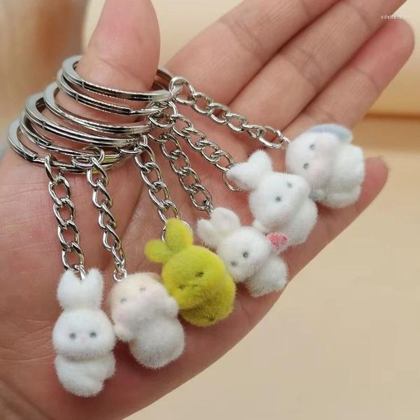 Llaveros 1 unid Kawaii Flocado Llavero Lindo Animal Llavero Llaves Accesorios DIY Colgante Regalo de Pascua para adultos Niños Favores de fiesta