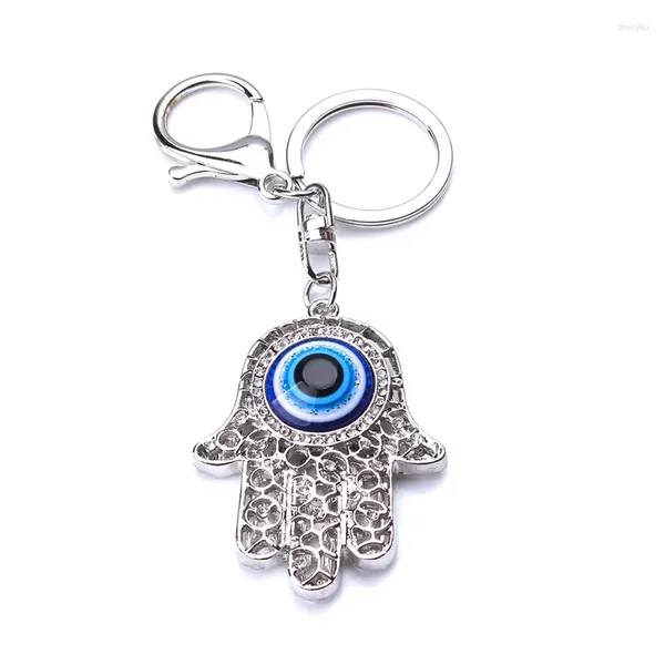 Porte-clés 1pc Lucky Charm Amulette Hamsa Fatima Main Evil Eye Alliage Or Argent Couleur Pour Femmes Hommes Bijoux Cadeaux