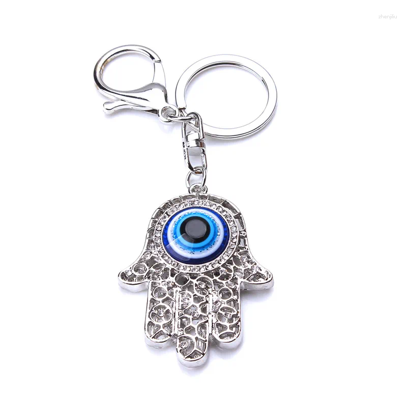 Keychains 1pc Lucky Charm Amulet Hamsa Fatima Hand Evil Eye Alloy Gold Silver Color For Women Men Jewelry Gifts